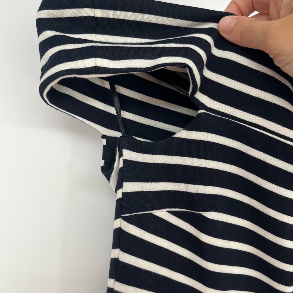 Banana Republic Ponte Off Shoulder Fit Flare Midi Dress Stripe Black White 0 - Picture 9 of 13